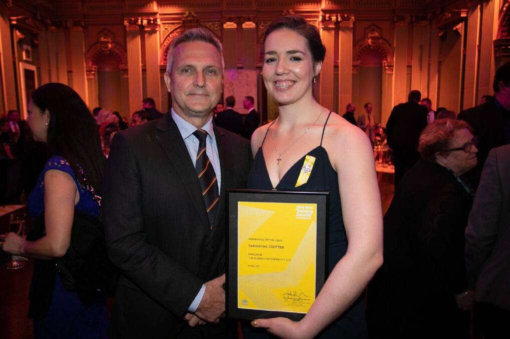 RECOGNITION: Student Samantha Trotter with TAFE NSW managing director Jon Black. Photo: Supplied
