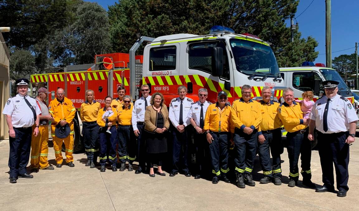 Goulburn MP Wendy Tuckerman joined volunteer firefighters at Wingello to announce more than $10,000 for Rural Fire Brigades in the Goulburn area. Photo: Supplied