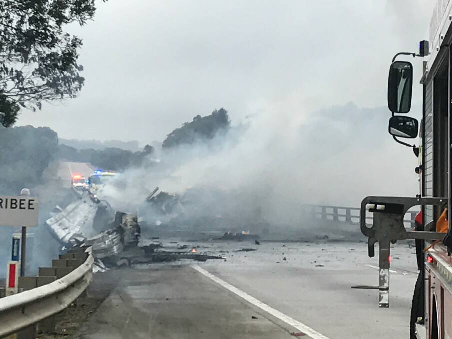 CRASH: A single-vehicle crash caused peak hour chaos with the closure of all four lanes on the Hume Highway near Wingecarribee Bridge about 8.30am. Photo: Supplied