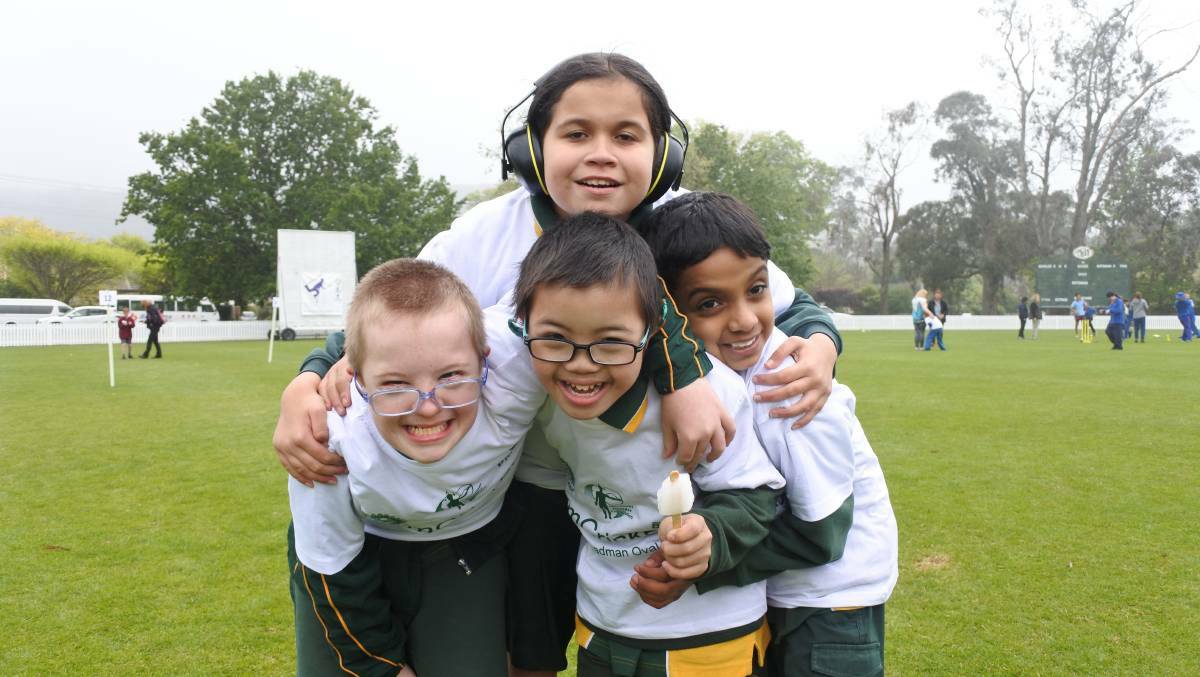 DREAM CRICKET: Sebastian, David, Abdul and Nicole enjoying the 2016 DreamCricket event, which was held at Bradman Oval. Photo: SHN file.