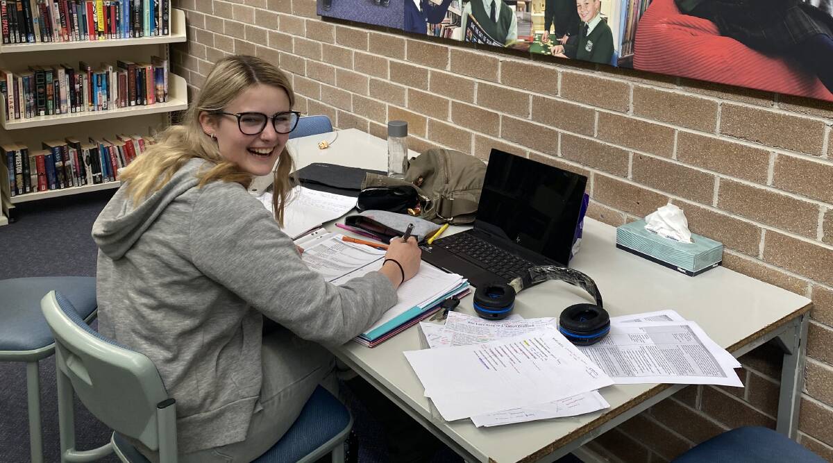 Southern Highlands Christian School vice captain Grace Jenkins studying for her exams at the school library on Monday, October 19. Photo: Irma Le Roux