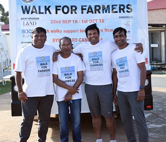GIVING BACK: Walk for Farmers team members Jaydeep Dontula, Sreeni Pillamarri. Anil Doma and Suvarnaraju Peravali. Photo: Supplied