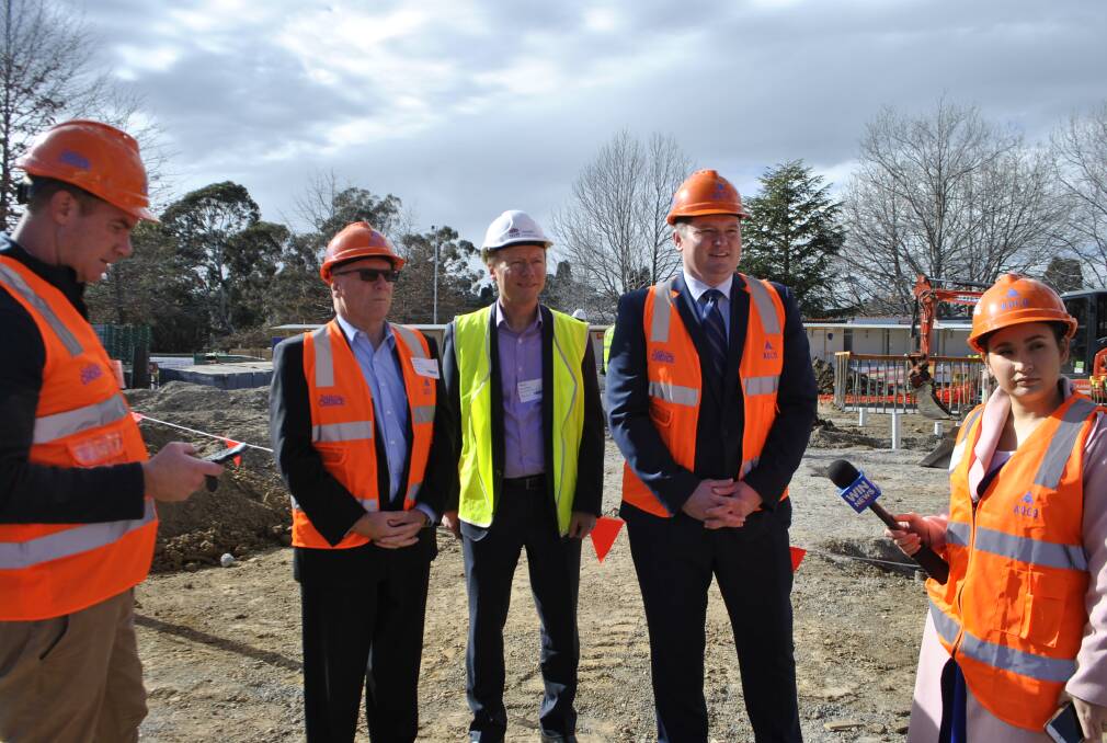 Bowral and District Hospital general manager Ken Barnett, NSW Health Infrastructure director Greg Barlow and Wollondilly MP Nathaniel Smith took questions from the media at the hospital on Monday.