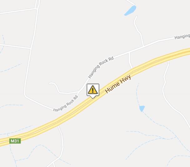 Two-truck crash closes northbound lane on the Hume Highway
