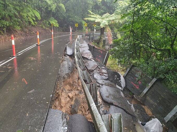 Jamberoo Mountain Road is closed due to a landslide. Photo: Kiama Council
