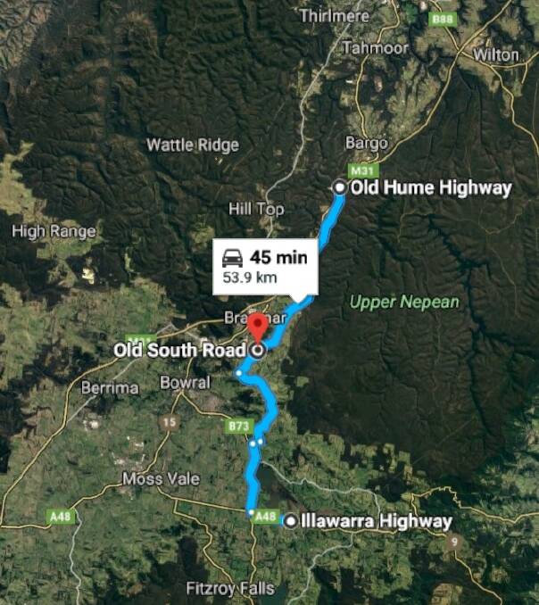 Alliance Towing Mittagong managing director/tow truck driver Derek Smith said Old South Road, the Illawarra Highway and the Old Hume Highway were hotspots, and he attended crashes on at least one of those roads every week. Photo: Google Maps.