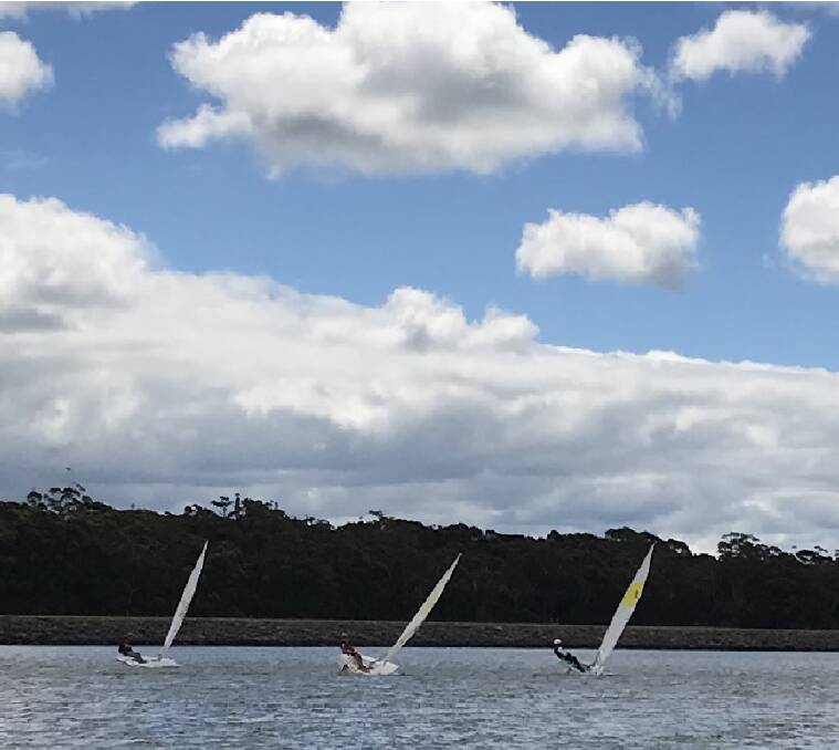 WINDY DAY: Extreme weather saw gusty conditions for the two Southern Highlands Sailing Club fleets in Fitzroy Falls on Sunday. Photo: Kylie Woods