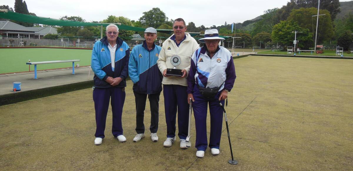 FUN AND FRIENDSHIP: Bob Edwards, Eric Willacy, Paul Leverett and Kevin Jones on the green at Bowral Bowling Club recently.