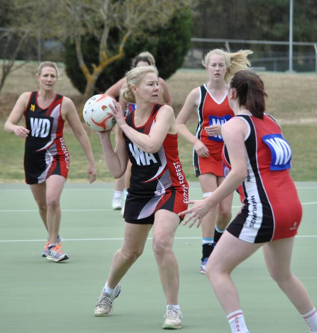 ON THE BALL: The Southern Highlands Netball Association hosted its winter competition grand final day at Eridge Park netball courts on September 16. There were many close games to wrap up the season. Photo: Emily Bennett