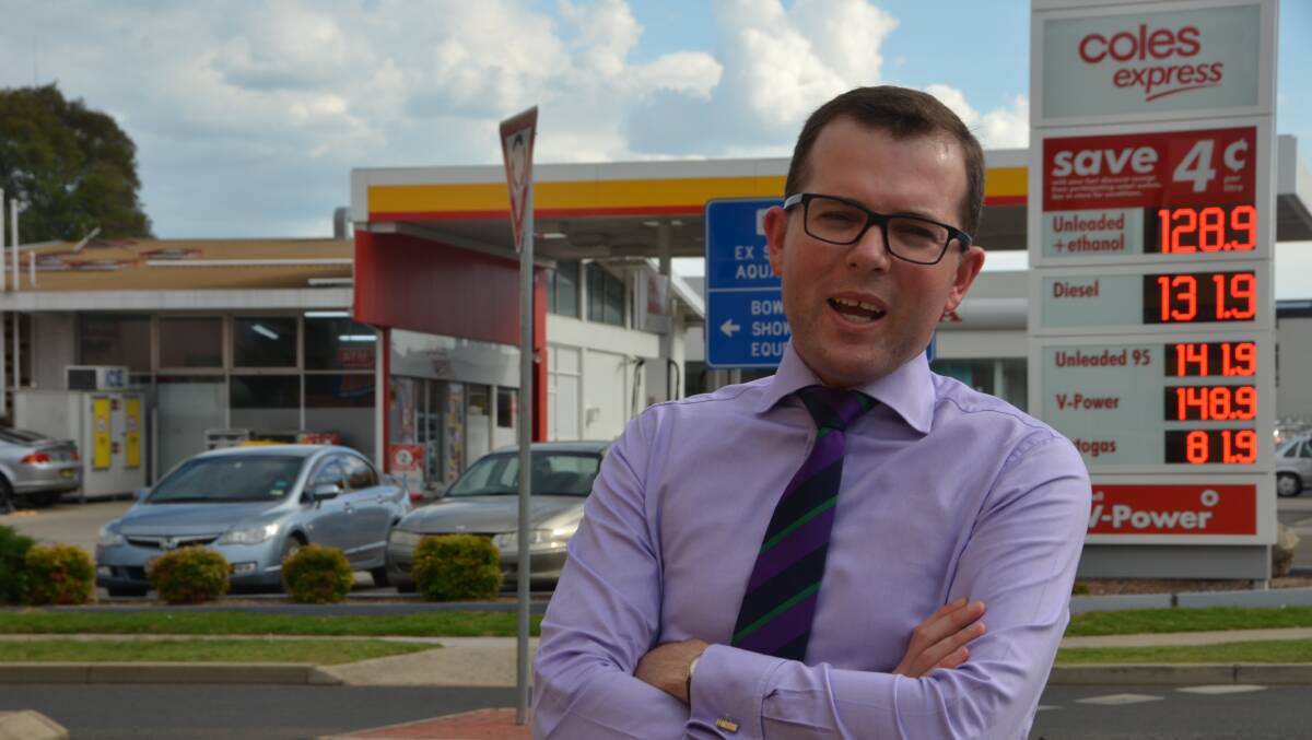 NSW Minister for Agricuture Adam Marshall has been a longtime critic of petrol prices in regional areas. This picture was taken in Armidale several years ago. The prices are now 114.9 for unleaded and 125.9 for diesel.