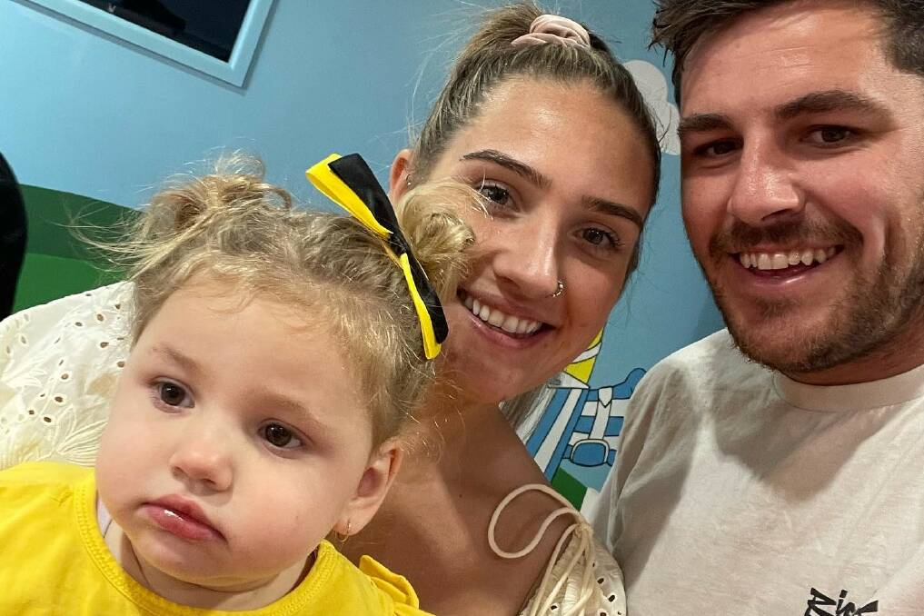 Nikita and Harley Hunter with their daughter Isla, 2, who has infantile Batten disease. The couple is hoping Isla will be selected for a potential gene therapy clinical trial in the US. Picture: Supplied