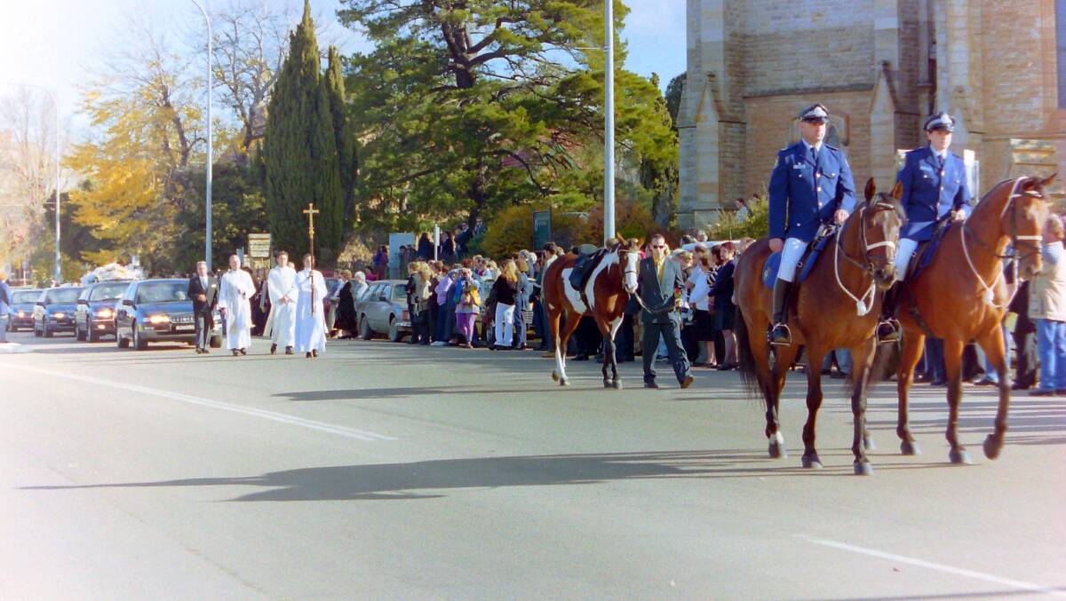 GOODBYE: There was a large funeral for Adele at St Saviour's Cathedral on June 4, 1998. Two mounted police and Adele's mare, Maud led the funeral procession. 