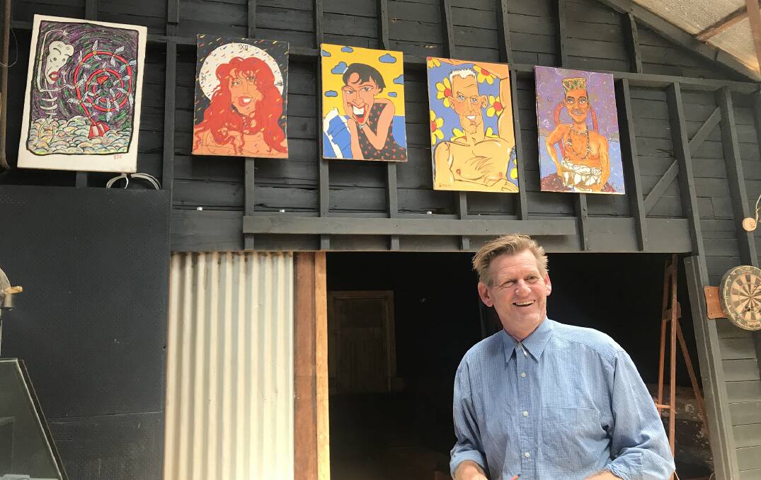 Darren Green in front of some of his artworks on display in Da Da House, Penrose. Photos David Cole. 