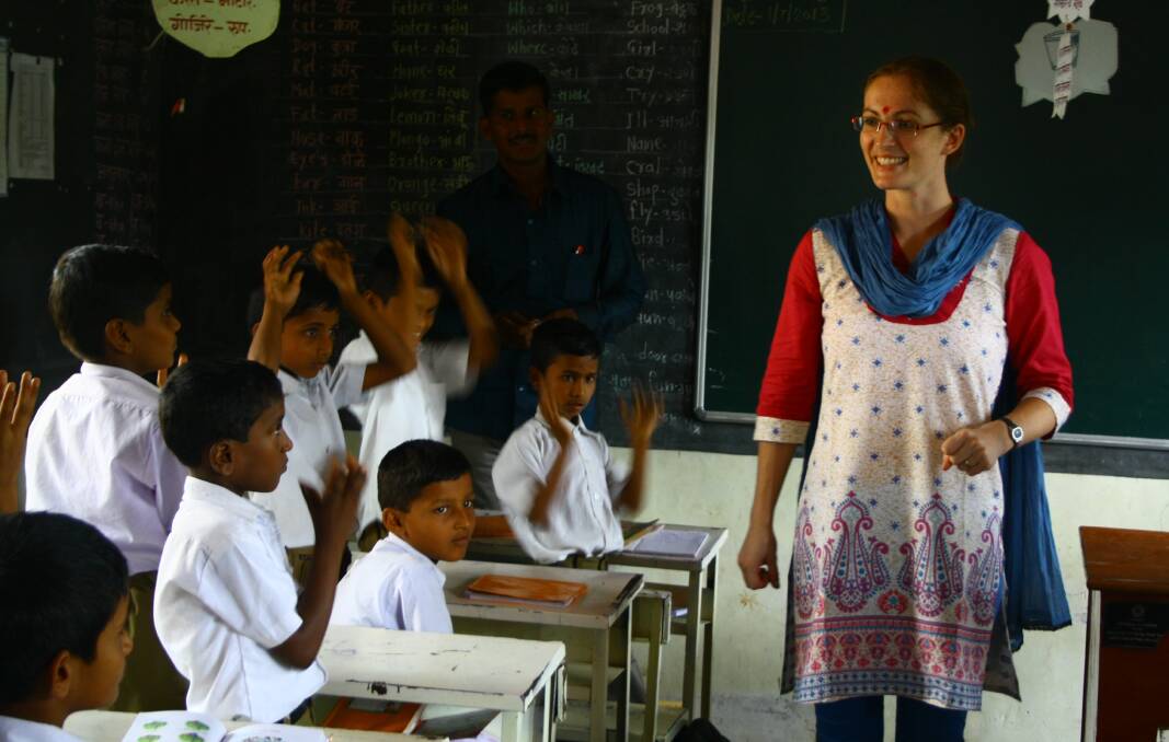 TEACHING: Jennifer Star teaching in rural Maharashtra, India.  Photo supplied. 