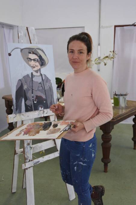 Artist Zoe Young working in a Frensham studio, where she was the artist-in-residence. Photo: Claire Fenwicke