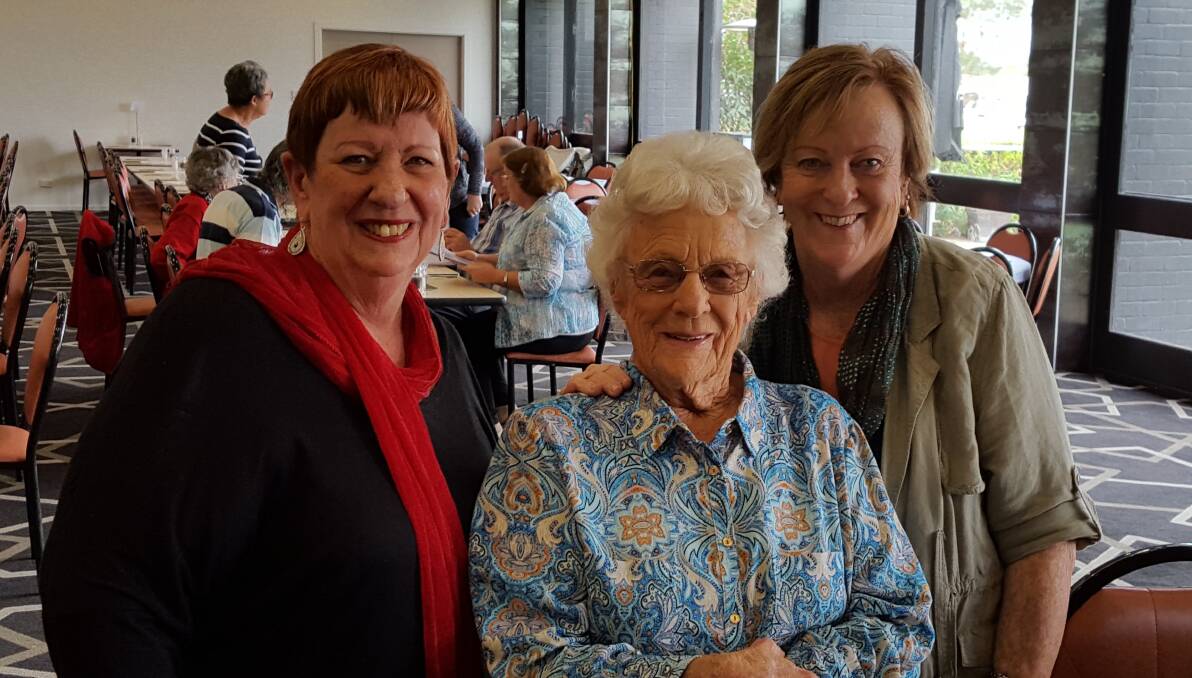 TOP GUN: Muriel Halsted, whose scone video has gone around the world, pictured with daughters Beth and Donna. 