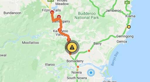 MOUNTAIN CLOSED: Moss Vale Road over Cambewarra Mountain remains closed to the general public until further notice due to a landslip. Image: Live Traffic