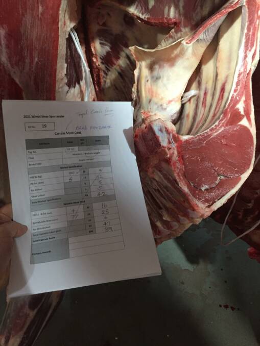The South Coast Beef Members Challenge champion carcass was Brad Hawthornes Angus bred by B and T Hawthorne, at Target Creek Farm, Kangaroo Valley.