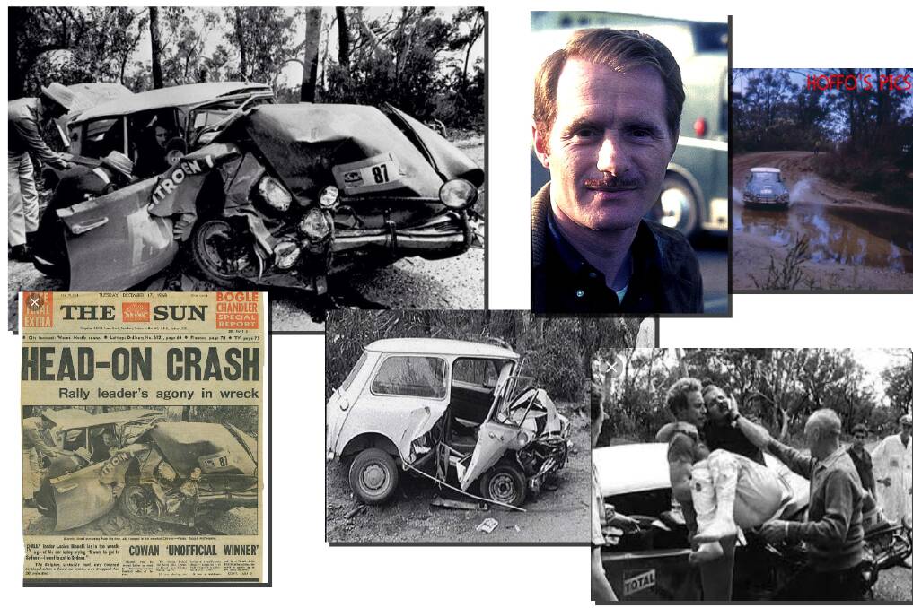 50th anniversary: Some of the coverage of Lucien Bianchi (pictured) and Jean-Claude Ogier's accident just west of Nowra near Tianjara in the 1968 London to Sydney Marathon including one by former local Paul Hoffman of the pair crossing the Tianjara Creek just prior to the crash.
