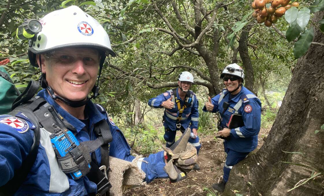 GREAT OUTCOME: Bomaderry-based NSW Ambulance crew, Rescue Paramedics Wes Foster and Scott Styles with District Officer, Inspector Faye Stockman celebrate the positive outcome of the combined operation. Image: Supplied
