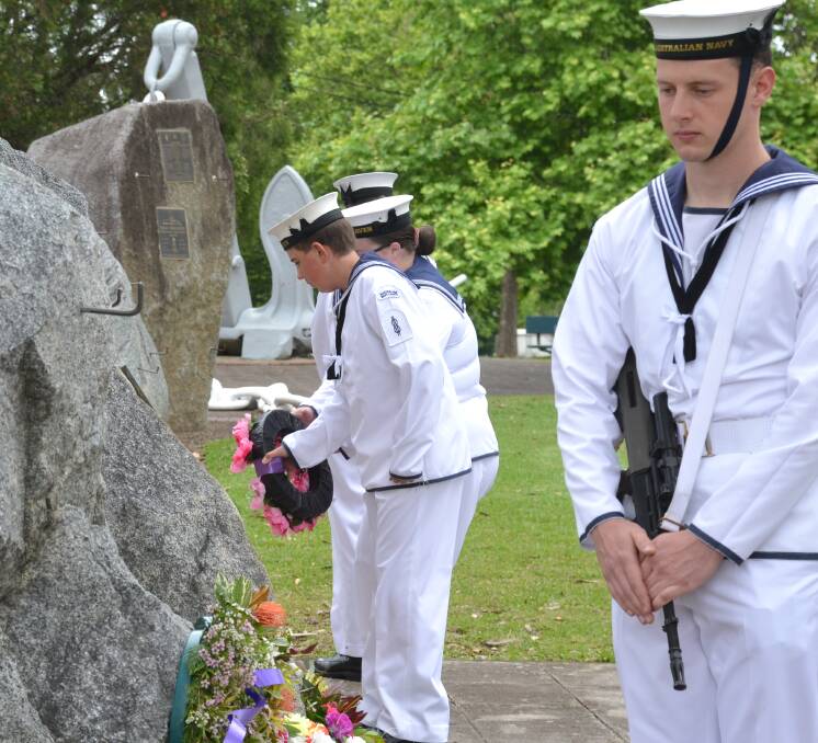 LEST WE FORGET: Training Ship Shoalhaven Navy cadets at the Remembrance Day service.