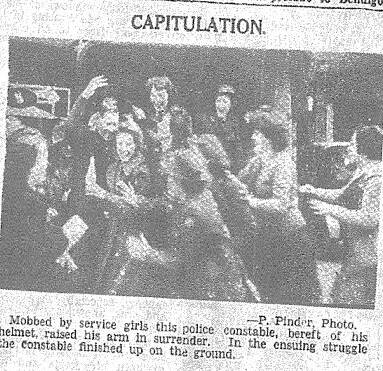 FROM THE ARCHIVES: A report from The Advertiser tells how a police officer was "mobbed" as celebrations continued. Picture: P. PINDER