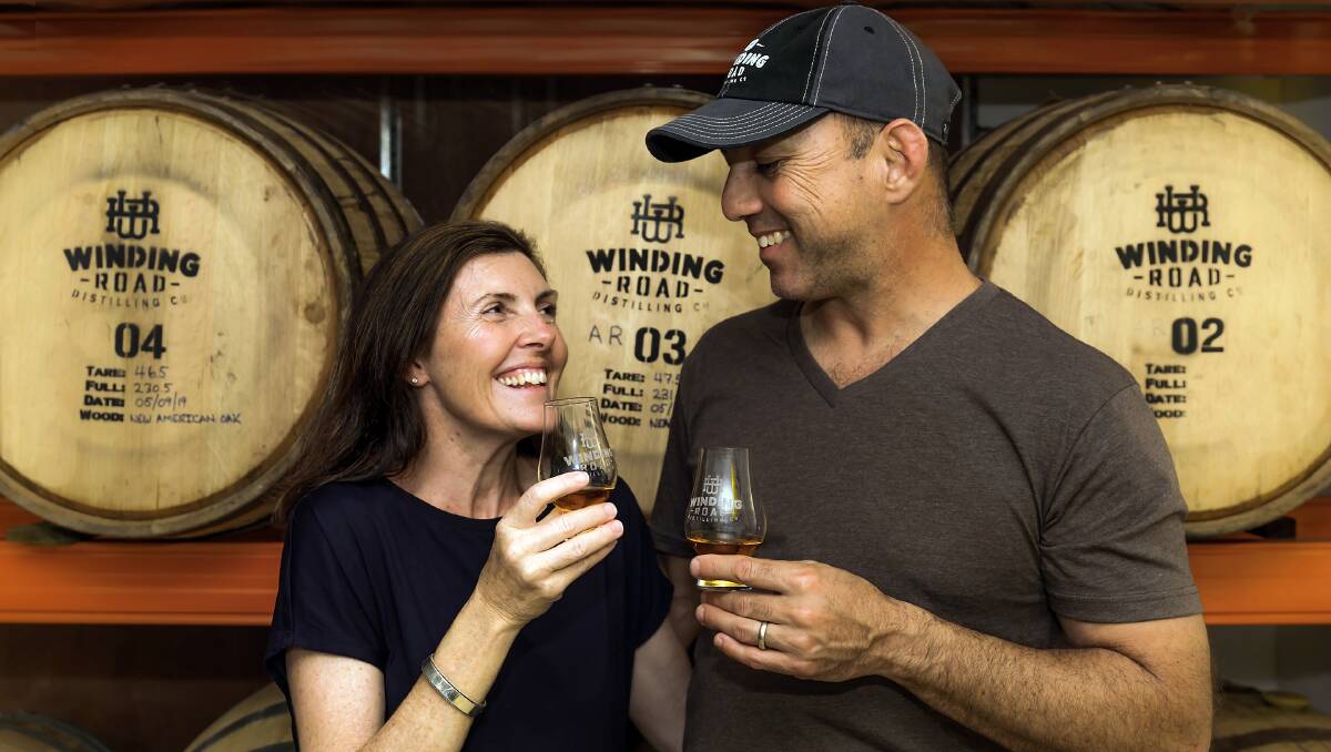 TOP DROP: Winding Road Distilling Co's Camille and Mark Awad savour their creation.