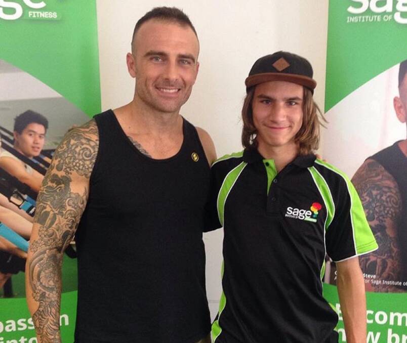 Brad Johnson, 18, of Moss Vale wants to know if his work at the Sage Institute of Fitness will amount to anything. Pictured here with Steve 'Commando' Willis, who featured heavily in Sage's advertising. Photo: supplied.