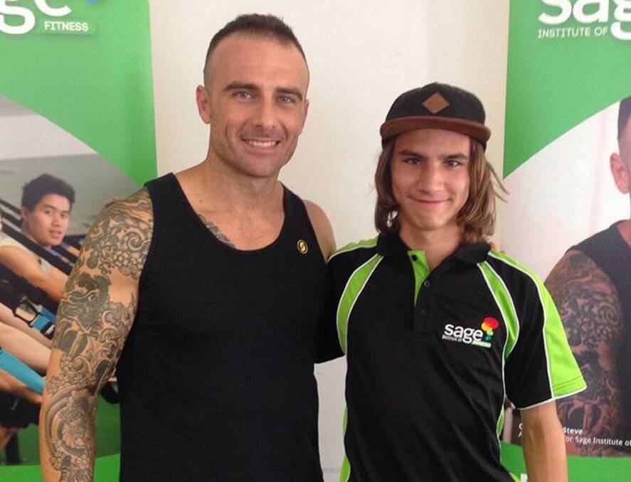 Devastated: Moss Vale's Brad Johnson, 18, was initially optimistic about his Diploma of Fitness Coaching with Sage, pictured with 'Commando' Steve Willis. Photo: supplied.