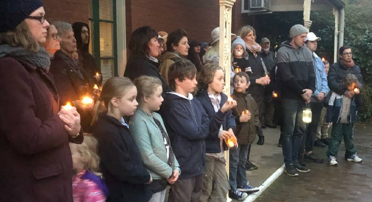Parents and friends of Bowral Public School gathered for a vigil for Eurydice Dixon on Wednesday evening. Photo: supplied