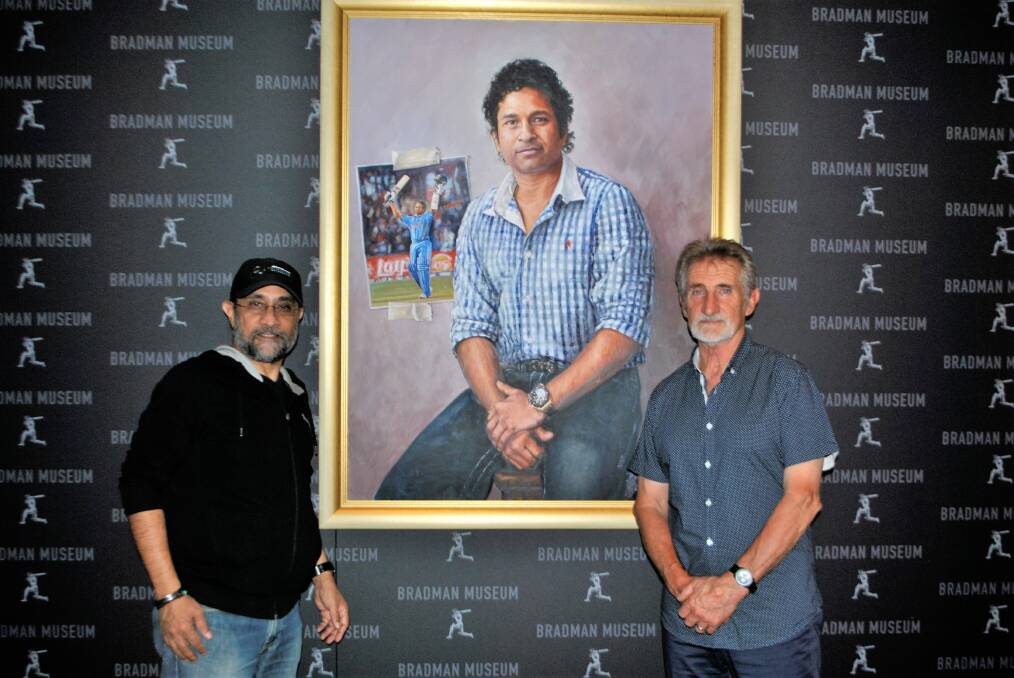 Southern Highlands based artist Dave Thomas unveiled his new portrait at the Bradman Museum at the weekend alongside Destination NSW's India manager, Paramjit Bawa who travelled from Mumbai for the occasion. 