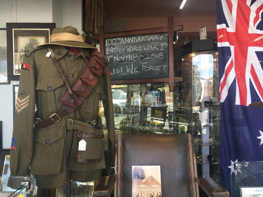 Lest we forget: Mittagong Antiques Centre has mounted a window display of photos, equipment, uniforms and posters used throughout WW1.