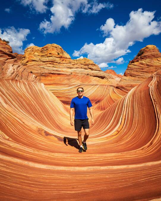 Zajac, pictured at the sandstone rock formation known as The Wave, near the Arizona/Utah border, which has become so popular it is accessible only under a lottery system, took up photography about four years ago. Picture: supplied