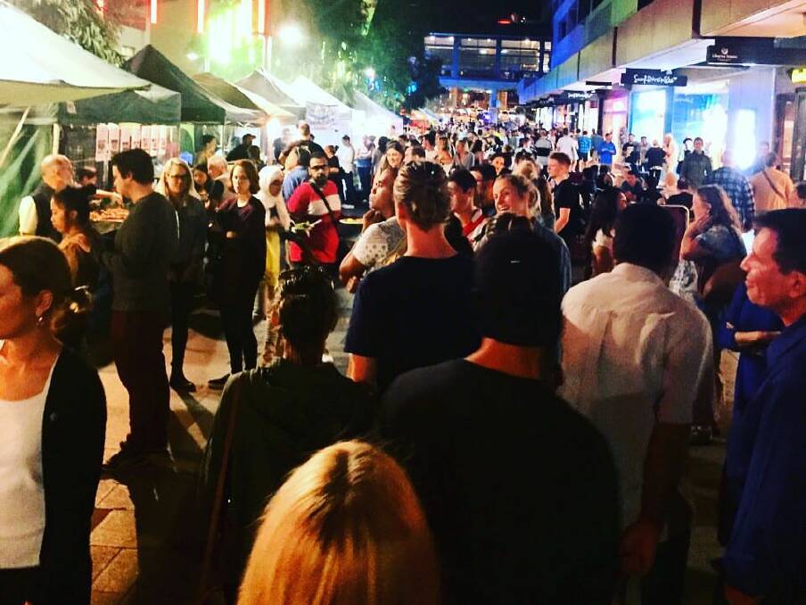 The popular food market brought hundreds of people to Crown Street mall on Thursday night. File picture. 