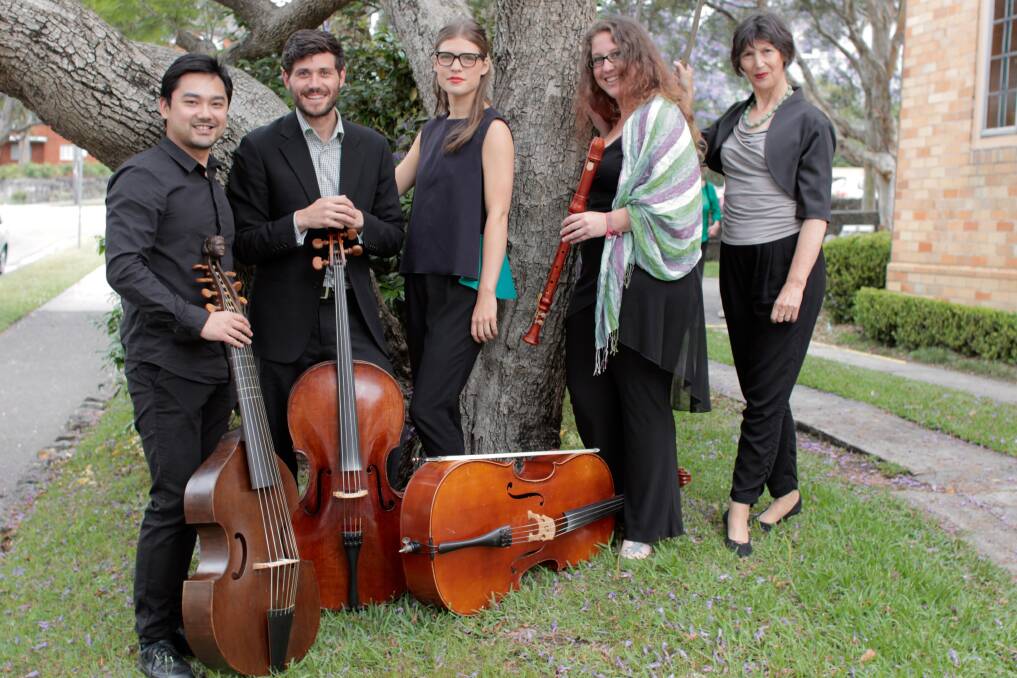 The Thorough Bass ensemble will perform in Bowral. (left to right) Shan Ng, Angus Ryan, Lucy Cormack, Joanna Arnott, and Diana Weston. Photo: supplied. 