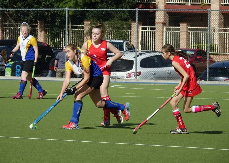 A dream come true: Sienna Campese (front) was selected for the 2019 NSW under-15 girls hockey squad. Photo: Sharon Robertson.