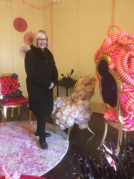 Diana Cherry at her current position as a volunteer at the Hillview Sculpture Biennial. Photo: supplied.