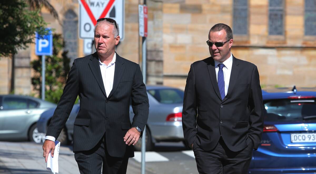Jailed: Disgraced ex-Steelers Club general manager Scott Miles (right) attends Wollongong courthouse with a supporter last week.