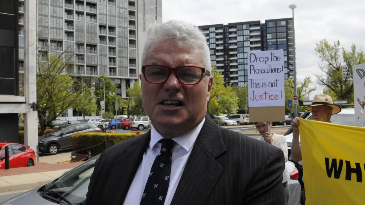 David McBride speaks to the media after arriving at the ACT Supreme Court. Picture: Blake Foden