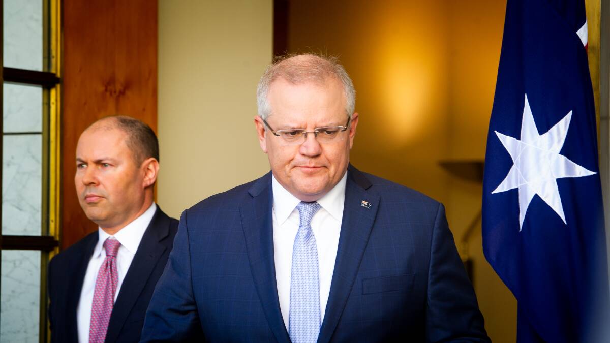 Morrison and Treasurer Josh Frydenberg have instituted a massive program of stimulus spending to keep the economy alive during the COVID-19 pandemic. Picture: Elesa Kurtz
