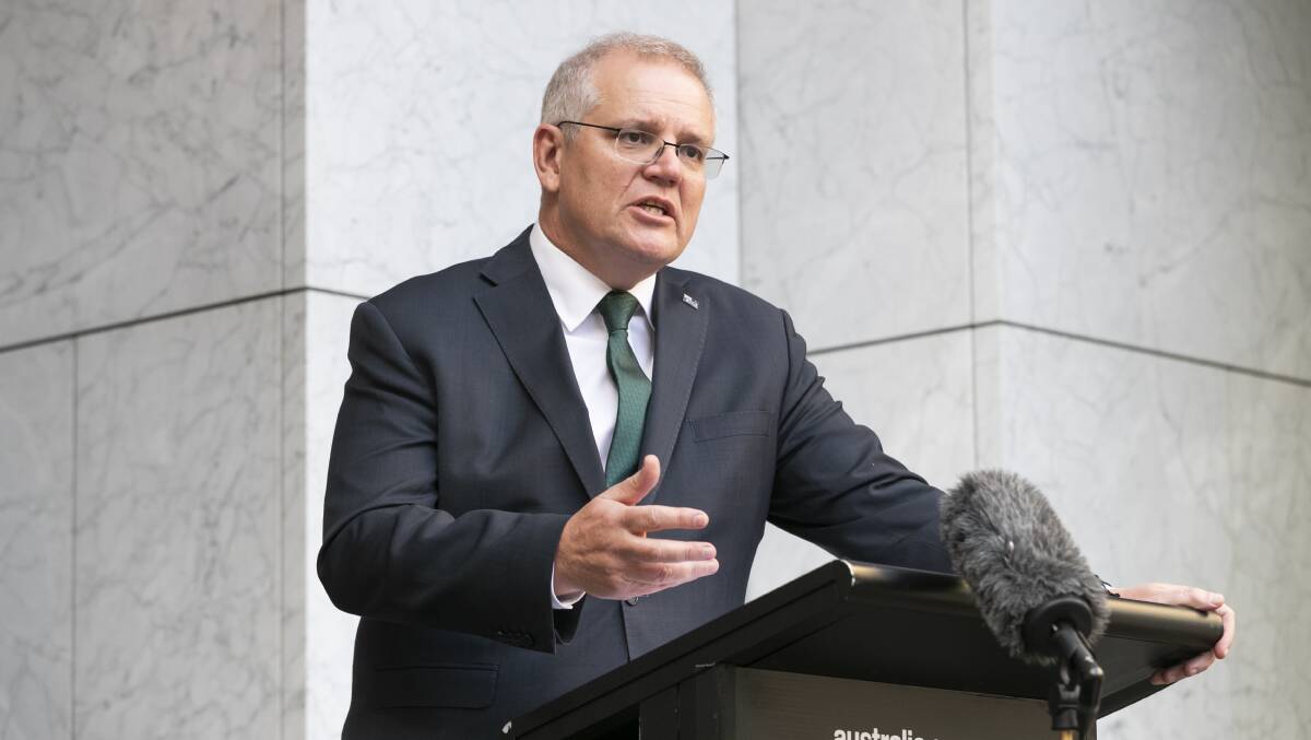 Scott Morrison said Australia should not wait for case to reach zero before opening up. Picture: Keegan Carroll