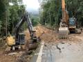 Work is underway to rebuild a 250-metre section of the Illawarra Highway through Macquarie Pass. Picture: Transport for NSW