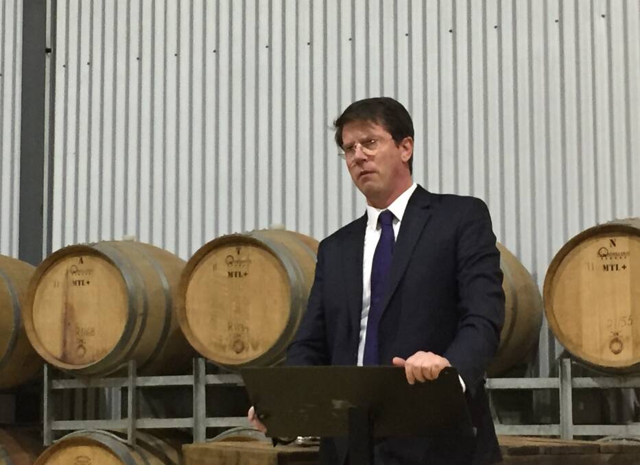NSW Small Business Commissioner Chris Lamont presented the findings to a gathering of local business people this morning at Centennial Vineyards. Photo: Michelle Haines Thomas 