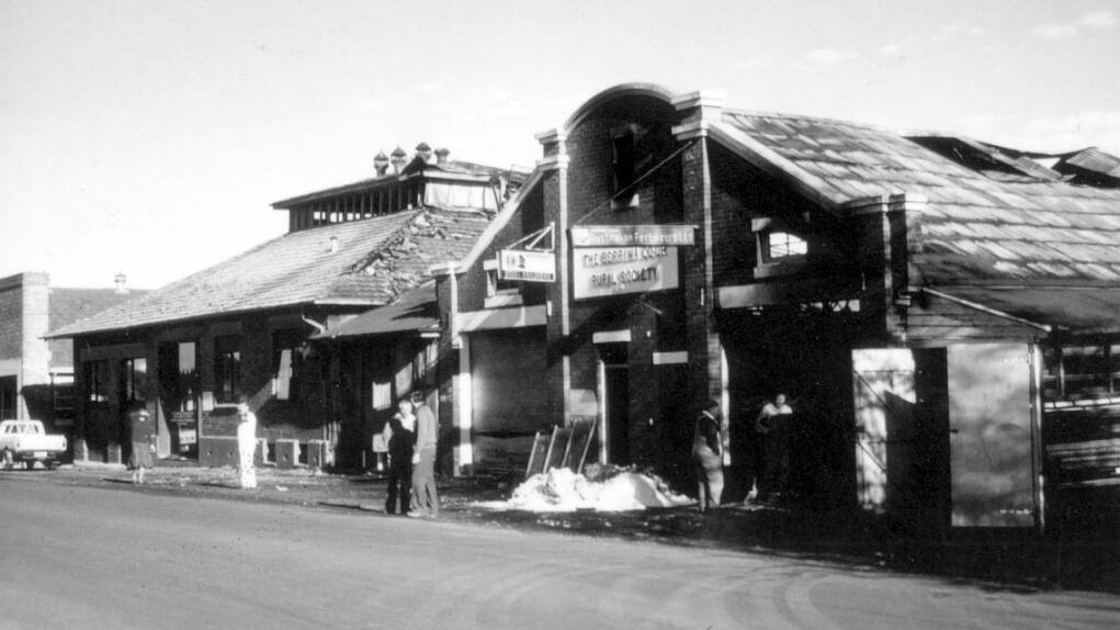 SET-BACK: Fire damage at Bowral Co-op’s rural produce stores on Station Street, 1980. Photo: BDH&FHS.