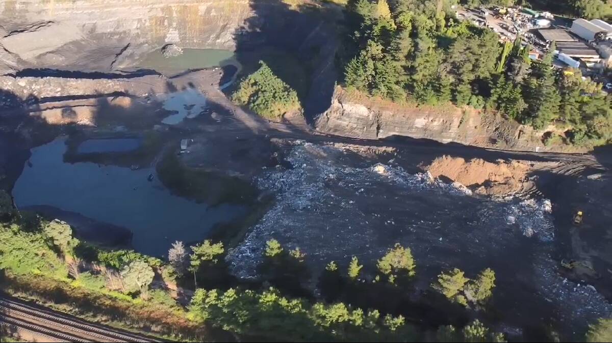 A still from Stephane Bourrigard's drone footage, showing the size and proximity of Bowral Waste Centre.