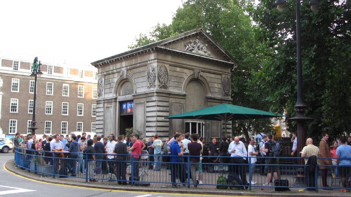 REPURPOSED: One of the lodges that sat beside the old Euston Arch, now converted to a popular drinking hole. Photo: Euston Tap.