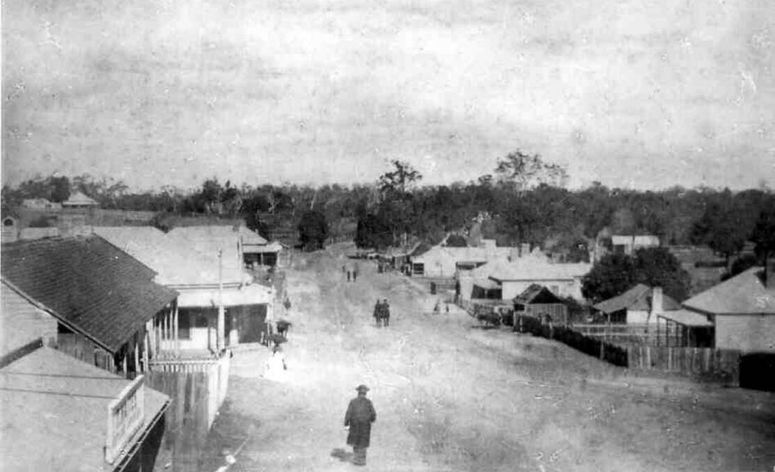 TAKING SHAPE: Bowral's Bong Bong and Boolwey Streets intersection, looking south, in 1886, the year JG Morris was elected to the first Bowral Council. Photo: BDH&FHS.