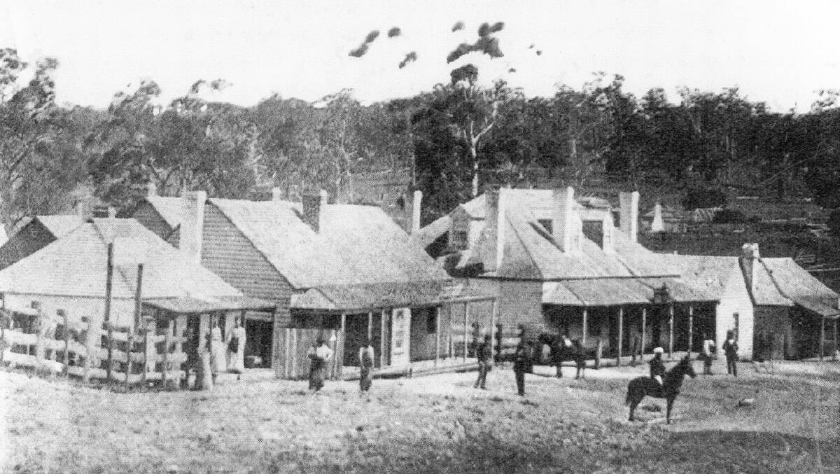 EARLY MOSS VALE: Larkins Terminus, bought by J Cullen in 1875, is third building from left, c1869. Photo: D Baxter collection. 