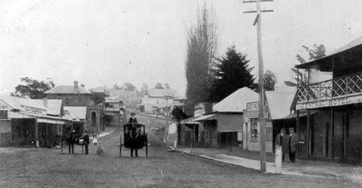 PAPER'S HOME: On Argyle Street, Moss Vale, looking south from railway bridge, at right centre is the Scrutineer's premises, up from the Central Hotel, c1895. Photo: BDH&FHS 