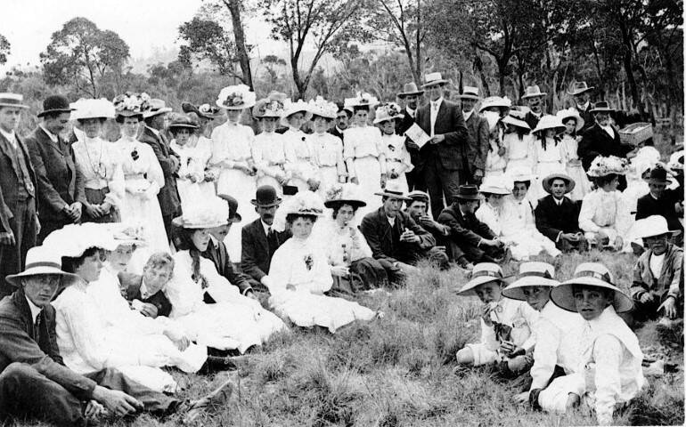 IN THEIR FINEST: The picnic for the opening of Seery and Hayter's sawmill would have looked similar to this one at Box Vale, near East Kangaloon, c1890. Photo: B Mahony.
